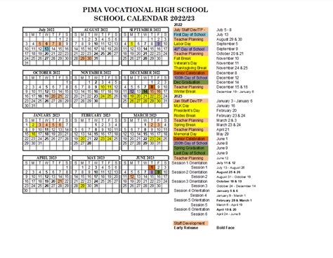 Pima Academic Calendar